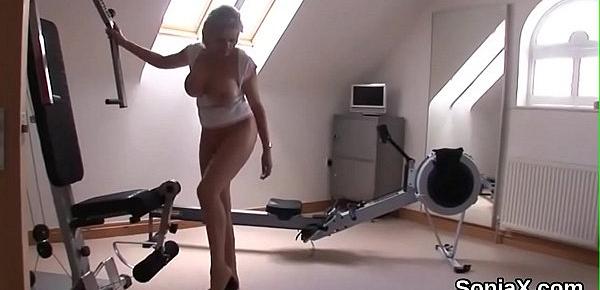  Unfaithful british mature lady sonia flashes her big boobs